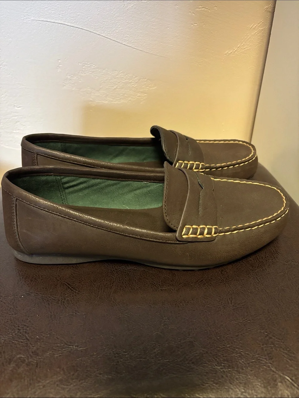 Eastland Brown Penny Loafers with Contrast Stitching
